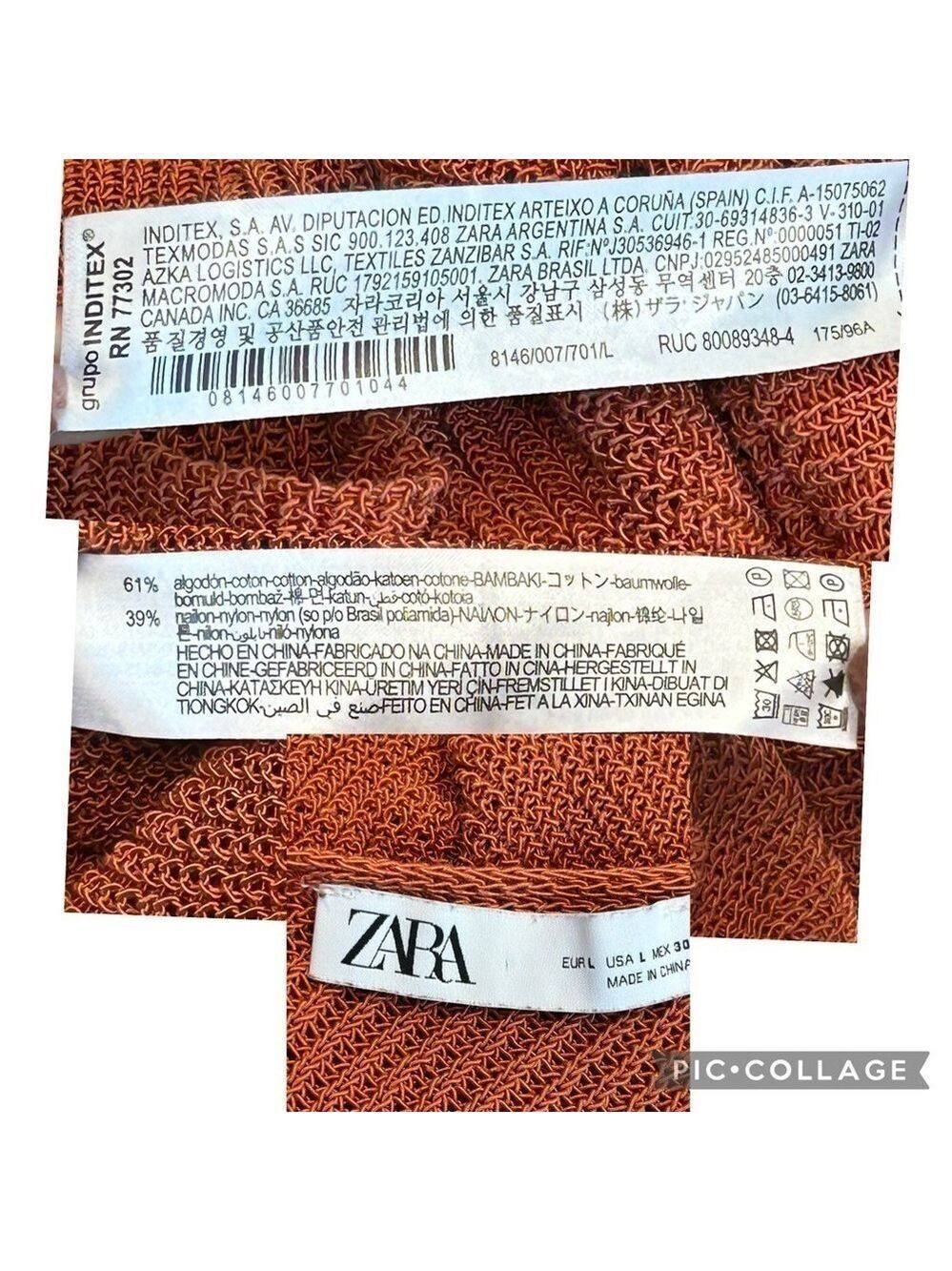 Zara burnt orange knit ruffle frill accent spaghetti strap camisole tank blouse - Picture 4 of 9